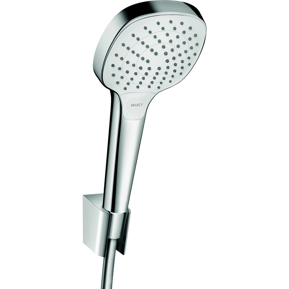 Ensemble support mural et douchette Vario avec flexible de douche 125 cm blanc/chromé Hansgrohe Croma Select E