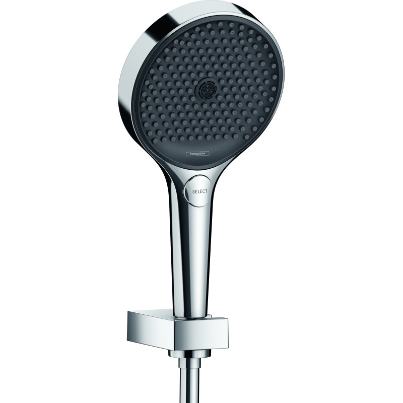 Ensemble support mural et douchette 130 3jet avec flexible de douche 125 cm chromé Hansgrohe Rainfinity