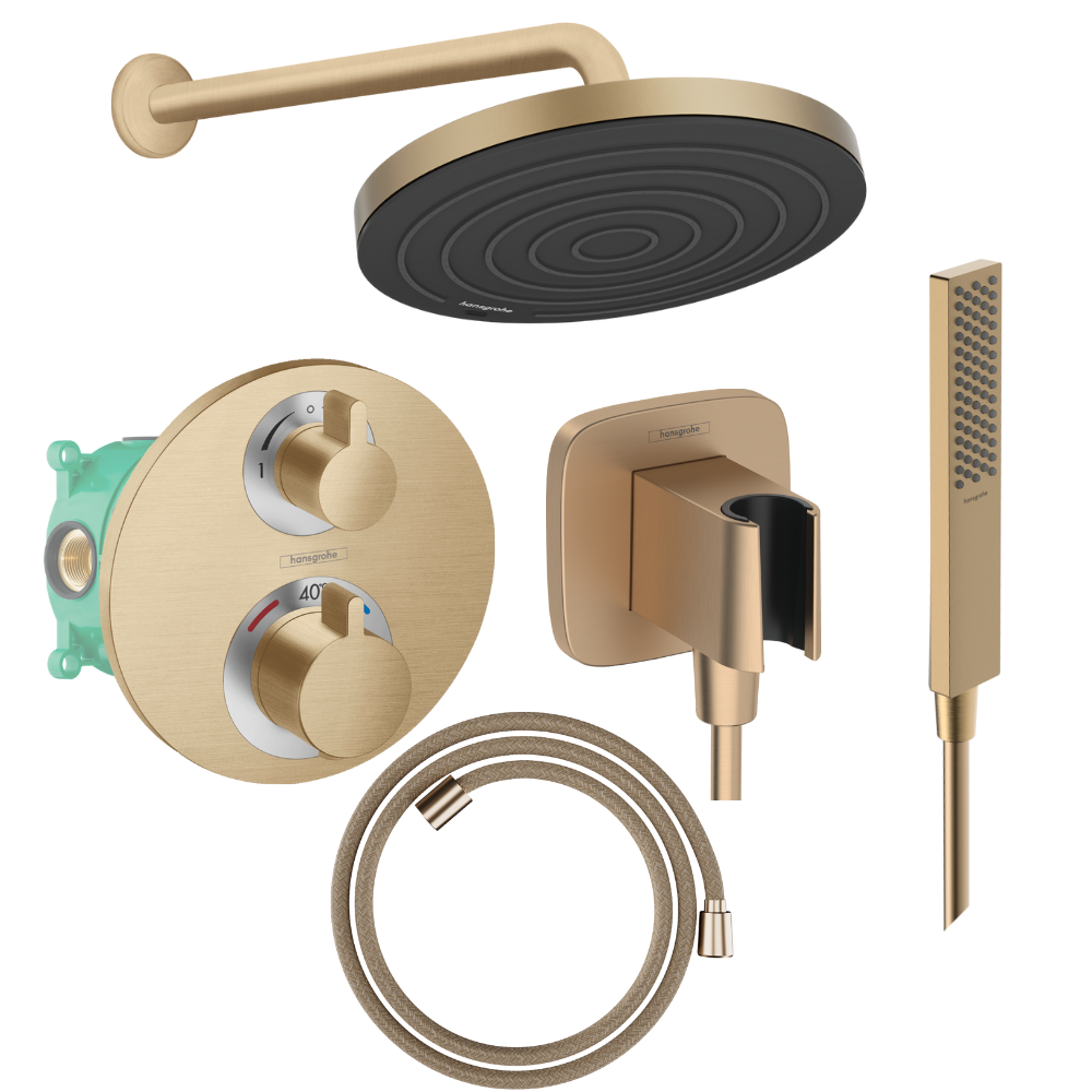 Colonne de douche encastrée douche thermostatique HANSGROHE Ecostat S Douche de tête Pulsify S Flexible DESIGNFLEX Douchette PUL