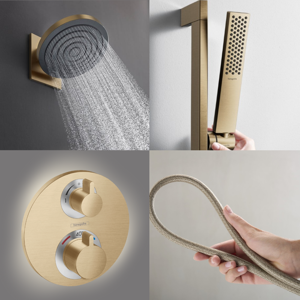 Colonne de douche encastrée douche thermostatique HANSGROHE Ecostat S Douche de tête Pulsify S Flexible DESIGNFLEX Douchette PUL