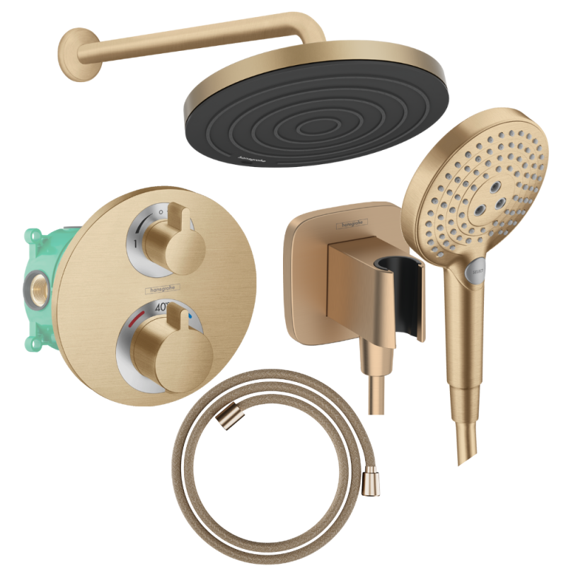 Colonne de douche encastrée douche thermostatique HANSGROHE Ecostat S Douche de tête Pulsify S Flexible DESIGNFLEX Douchette RAI
