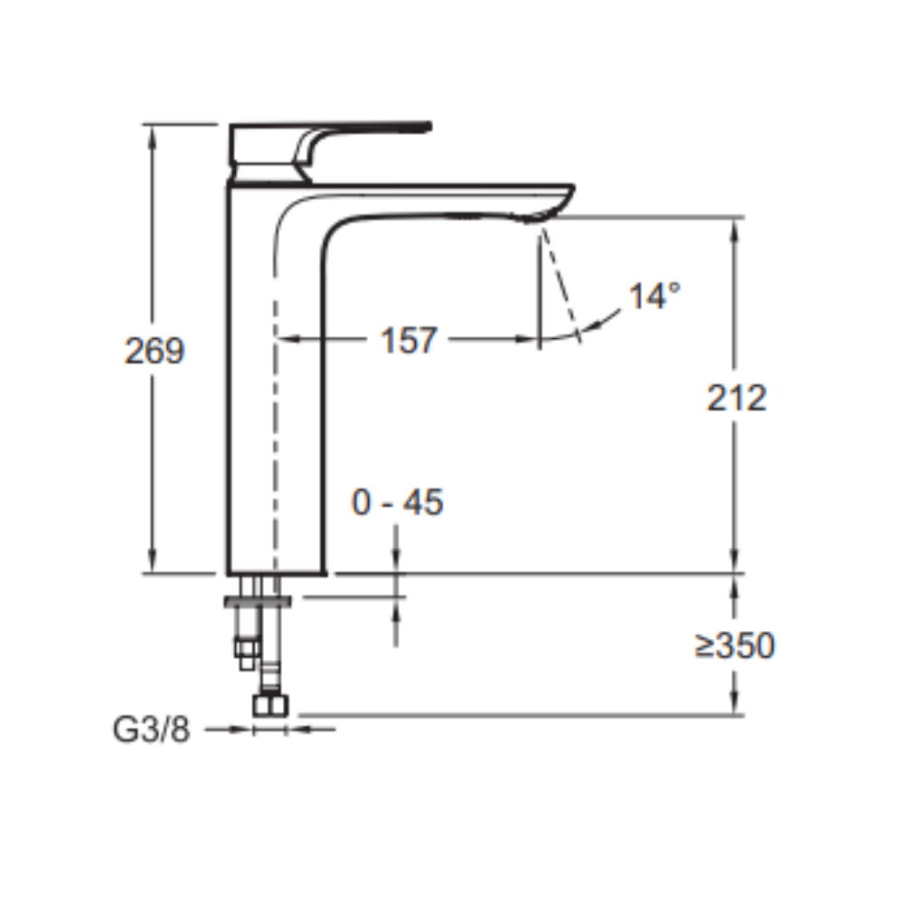 Lot de 2 mitigeurs lavabo haut JACOB DELAFON Aleo+ avec vidage chromés schéma