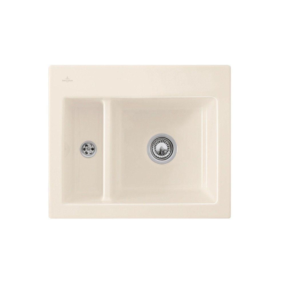 Evier 1 cuve et demi VILLEROY ET BOCH Subway 60 XM 62 x 51 cm sans egouttoir Creme CeramicPlus