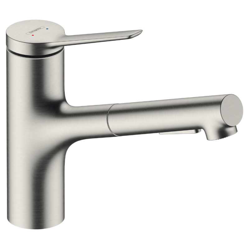 robinet de cuisine avec douchette HANSGROHE Zesis M33 150 sBox 2 jets aspect acier inox