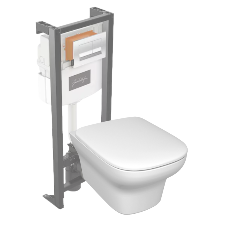 Pack WC suspendu sans bride JACOB DELAFON Vox + bâti support + abattant + plaque