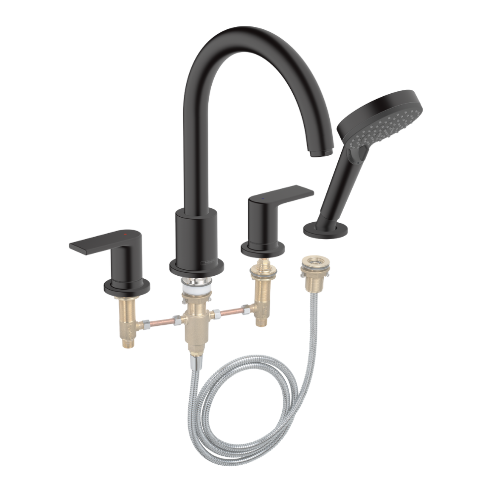 mélangeur bain douche 4 trous HANSGROHE Vernis Shape noir mat + corps d'encastrement