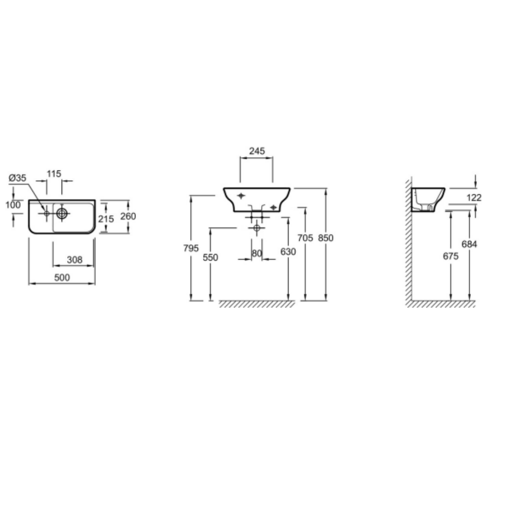 Lave-mains compact JACOB DELAFON Struktura schéma