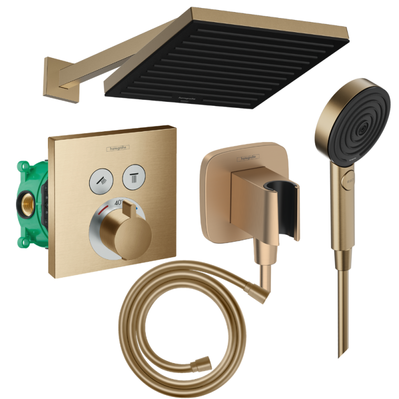 Colonne de douche encastrée thermostatique HANSGROHE ShowerSelect E Douche de tête Pulsify S Flexible Isiflex Douchette Pulsify 