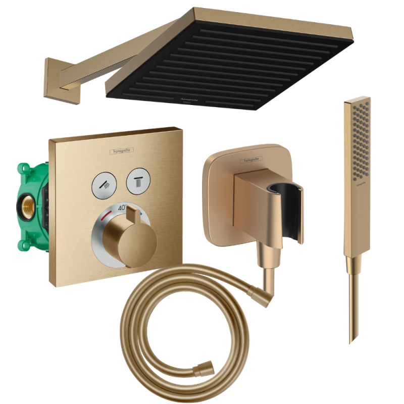 Colonne de douche encastrée thermostatique HANSGROHE ShowerSelect E Douche de tête Pulsify S Flexible Isiflex Douchette Pulsify 
