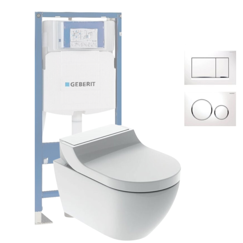 WC japonais GEBERIT AquaClean Tuma Classic + Plaque de commande | Batinea