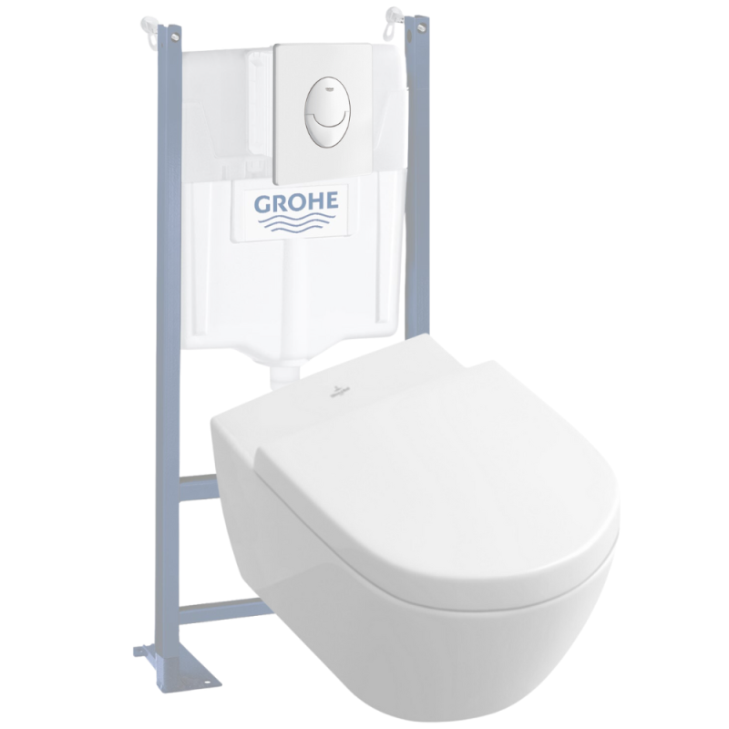 Pack WC suspendu sans bride + abattant + plaque + bâti Villeroy et boch 5614HR01_39981000_38505SH0