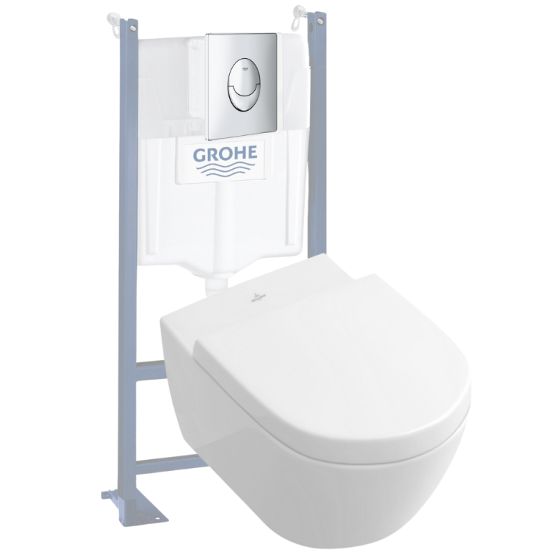 Pack WC suspendu sans bride Subway 2.0 + abattant + plaque + bâti Villeroy et Boch
