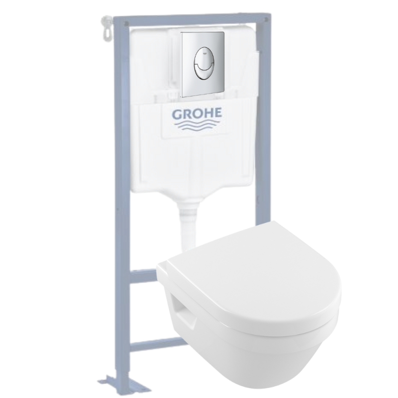 Wc suspendu sans bride Villeroy et Boch Architectura - Bati support Grohe Rapid SL - Batinea.com 