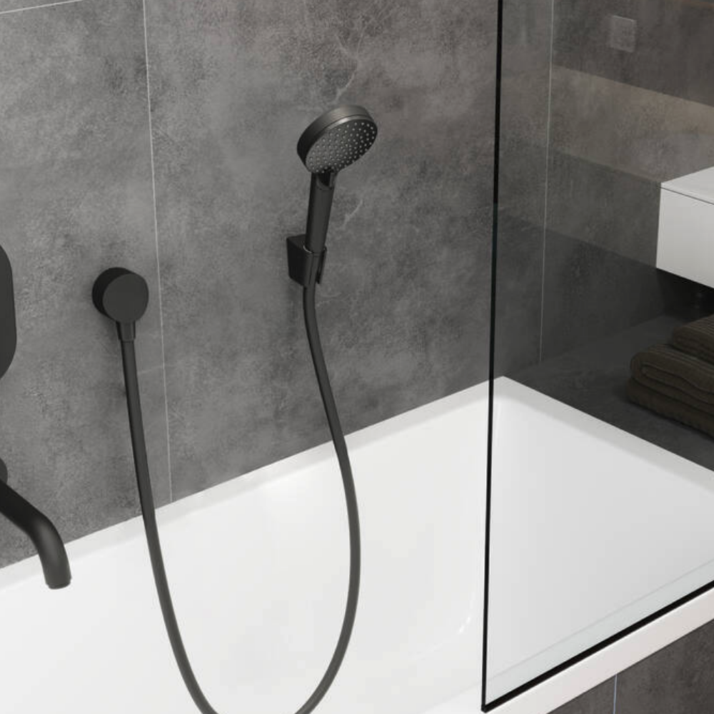 Ambiance Mitigeur baignoire mécanique HANSGROHE Logis C2 + pack pommeau Vernis Blend 2 jets EcoSmart + flexible Isiflex 160 cm n