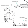 Schéma technique Mitigeur baignoire mécanique HANSGROHE Logis C2 + pack pommeau Pulsify Select 3 jets EcoSmart + flexible Isifle