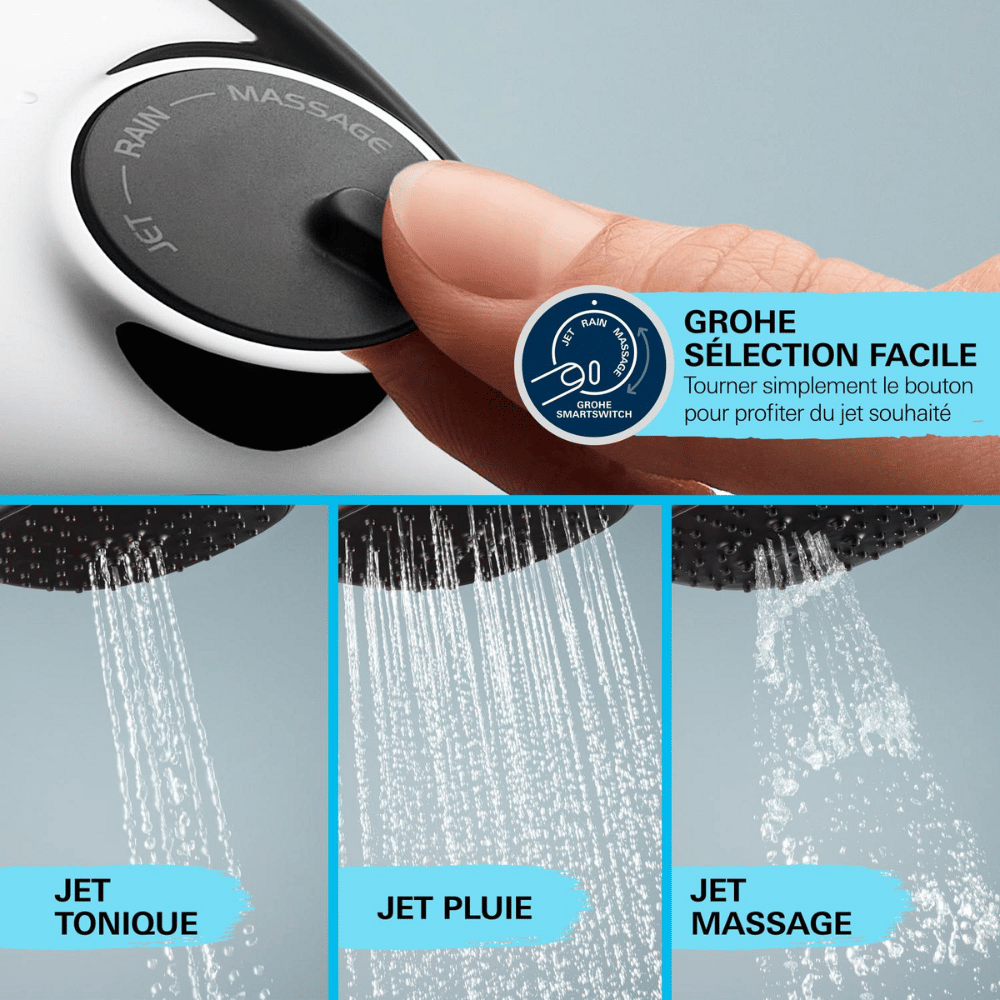Pack mitigeur bain douche GROHE Precision Trend avec douchette 3jets Vitalio Comfort 110 et flexible 175 cm | Batinea