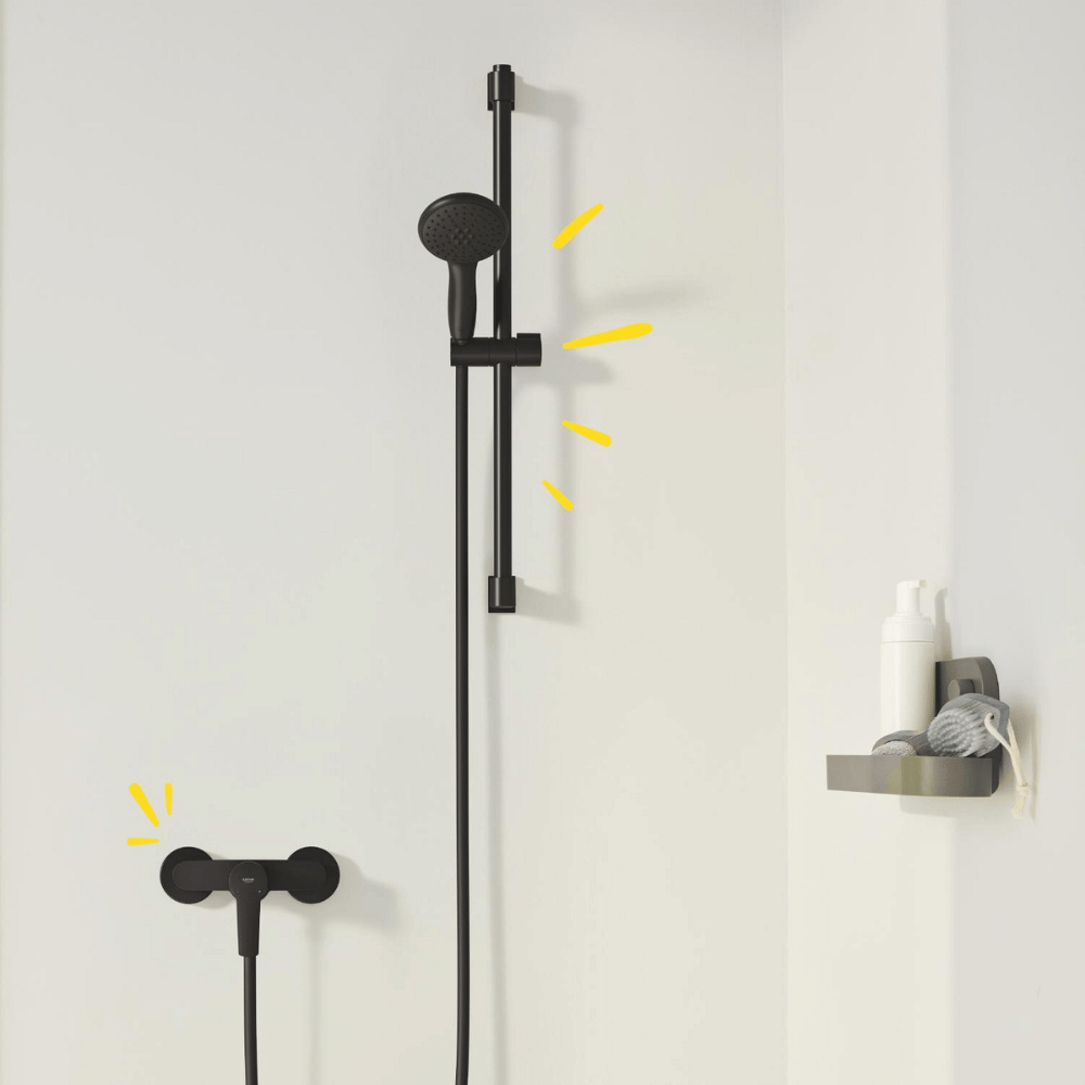 Mitigeur douche mécanique GROHE Start noir avec barre de douche GROHE