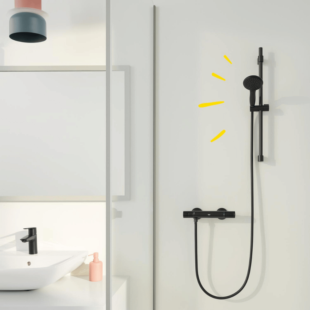 Mitigeur douche thermostatique GROHE Precision Start noir avec ou sans accessoires | Batinea