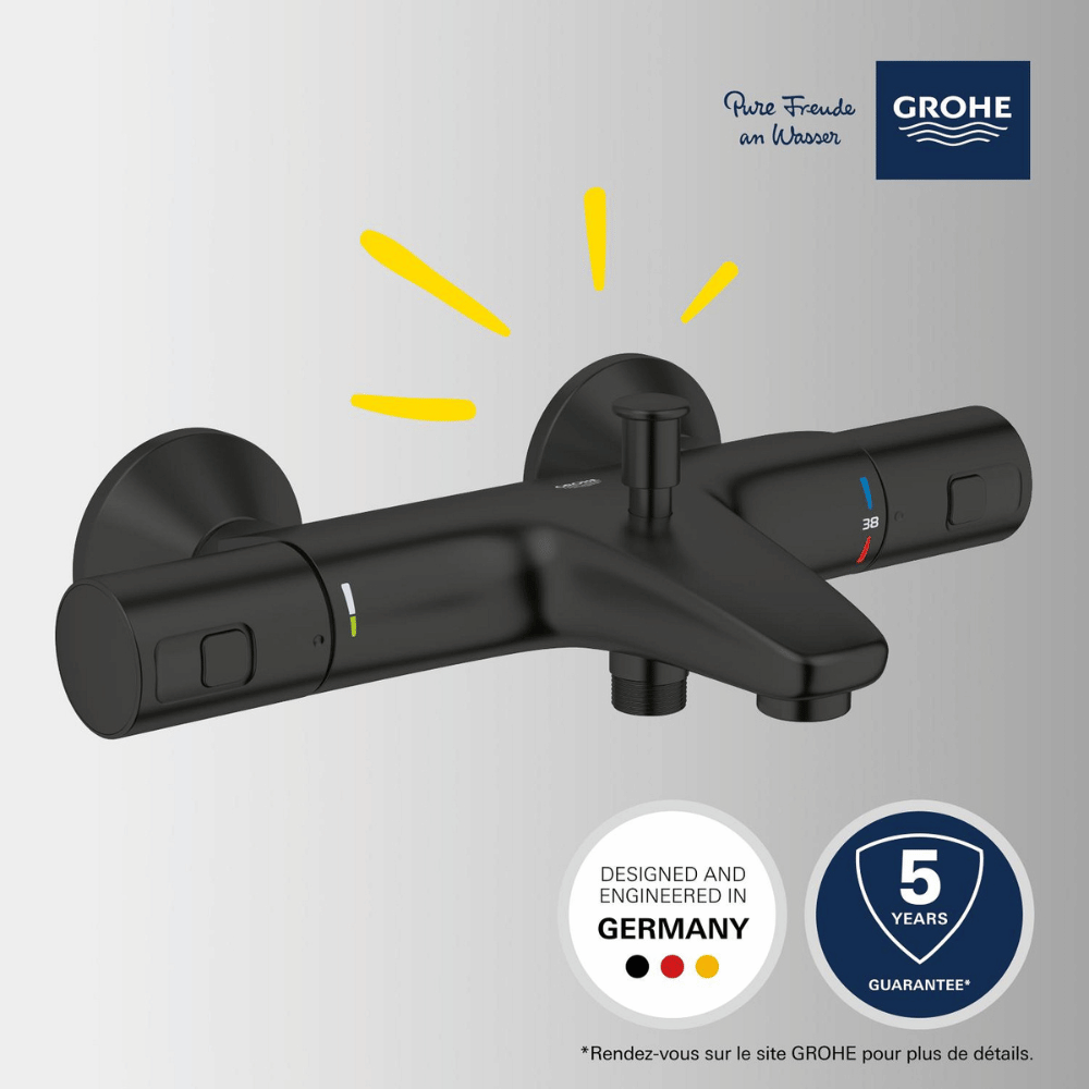 Mitigeur bain douche thermostatique GROHE Precision Start noir avec ou sans accessoires | Batinea