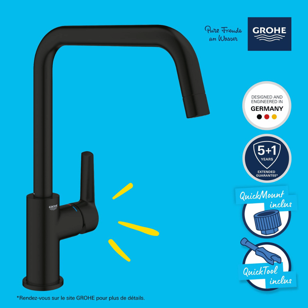 Garantie robinet de cuisine GROHE Start bec haut noir mat