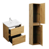 Pack meuble de salle de bain simple vasque BURGBAD Joline + colonne chêne ouvert 60 cm