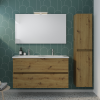 Pack meuble de salle de bain double vasque BURGBAD Joline + colonne ambiance chêne
