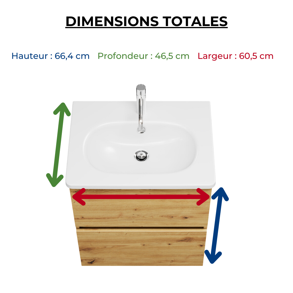 Pack meuble de salle de bain simple vasque BURGBAD Joline + colonne salle de bain