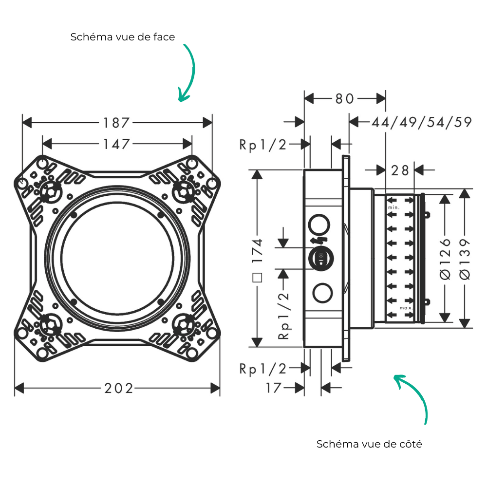 Schémas Corps d'encastrement HANSGROHE iBox universal 2