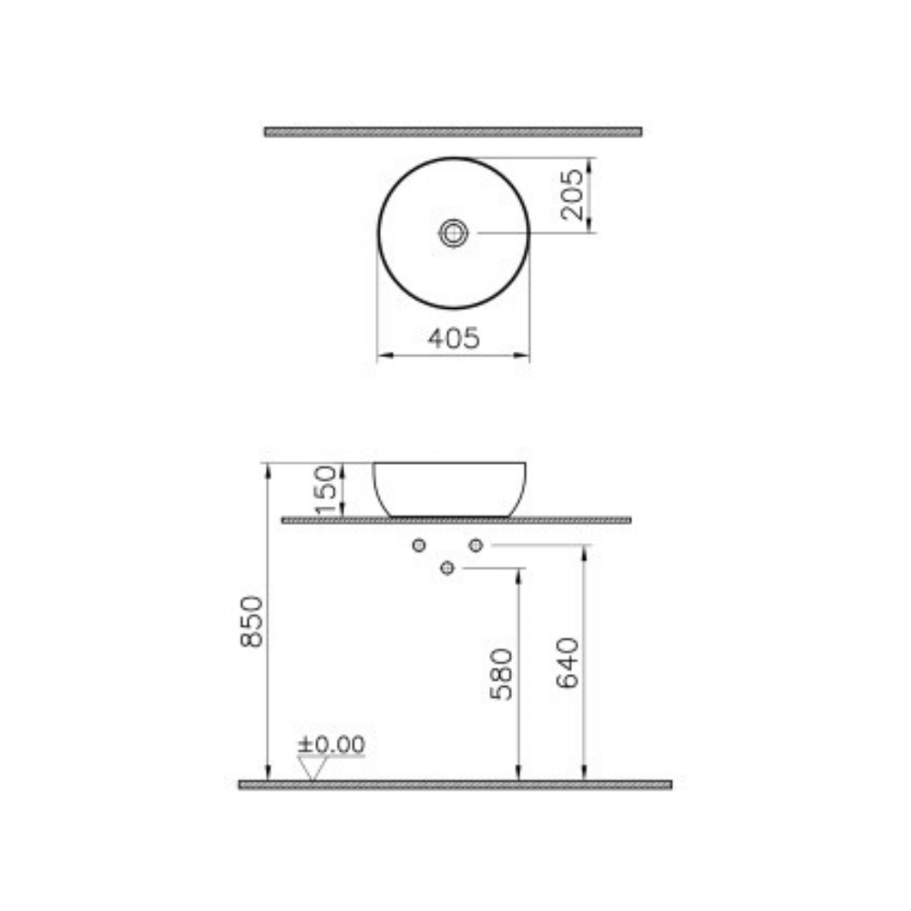dimensions Vasque ronde recyclée VITRA Outline