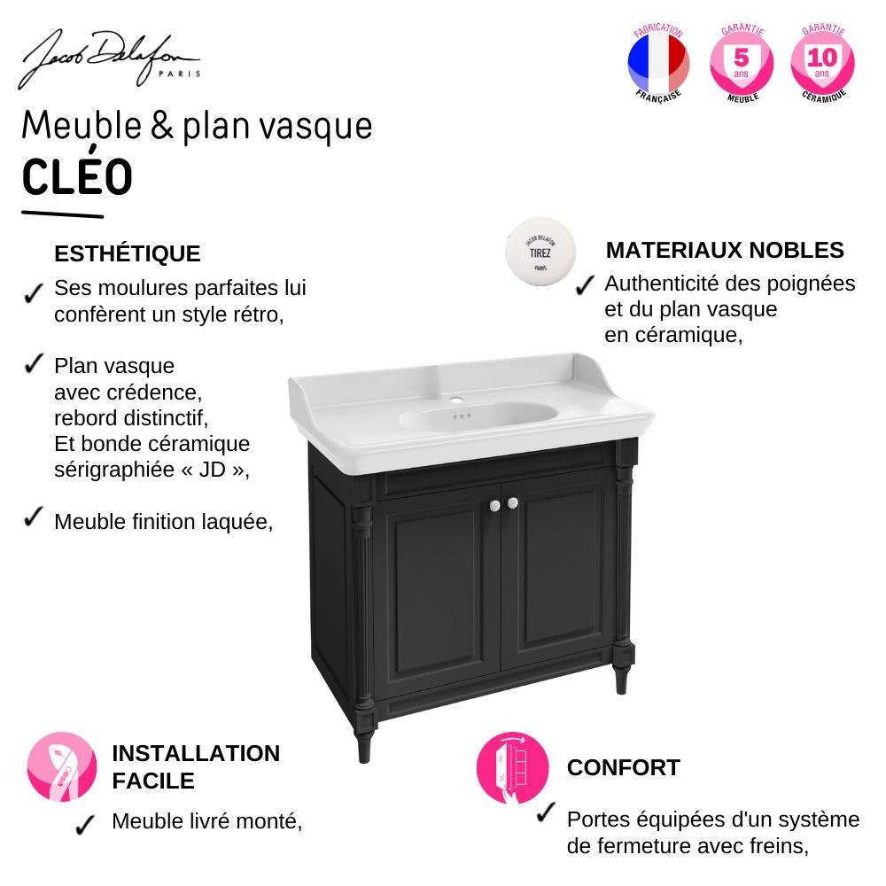 Meuble de salle de bain rétro JACOB DELAFON Cléo 1889 monotrou