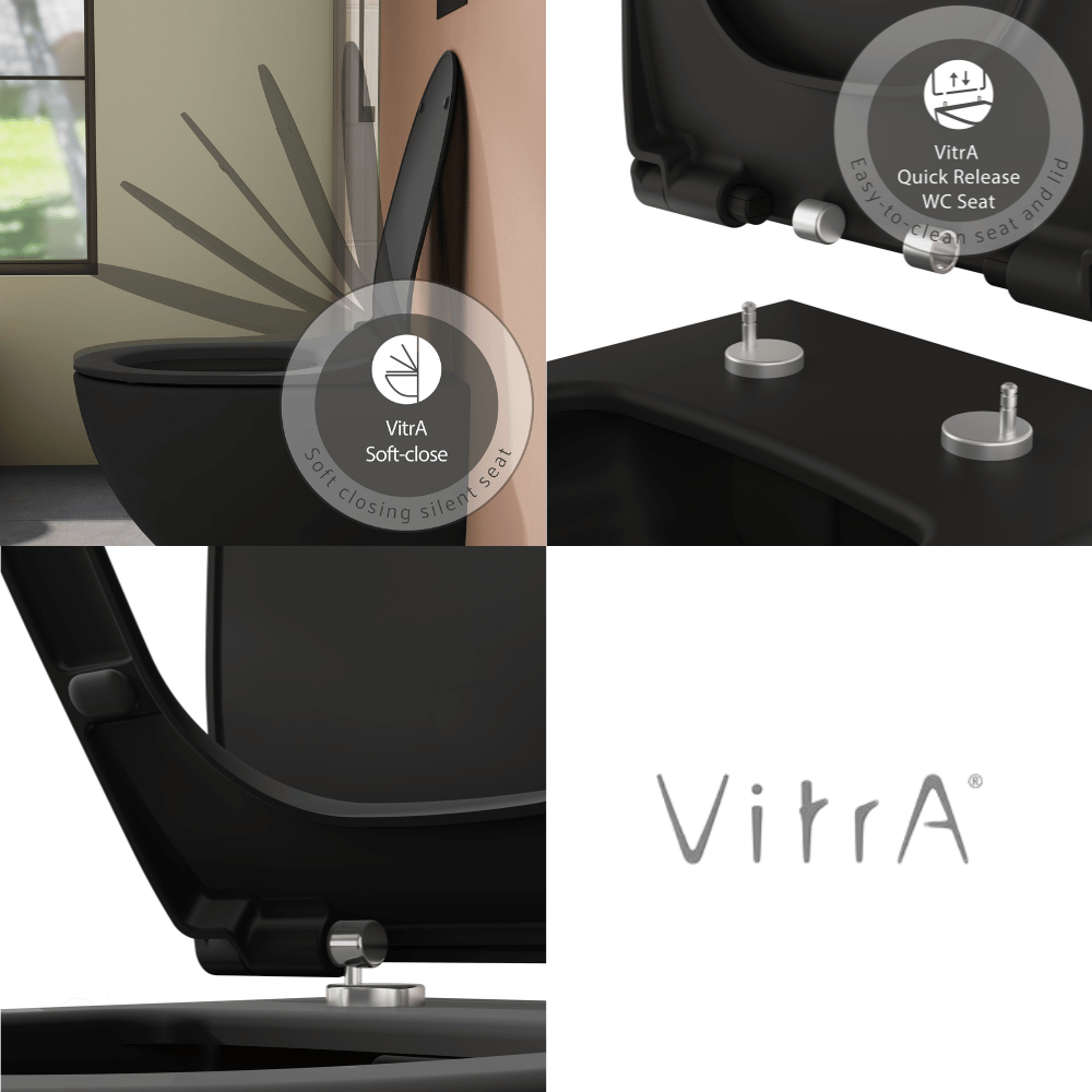 WC suspendu sans bride VITRA Sento taupe mat + abattant 7748B020-6156 | Batinea