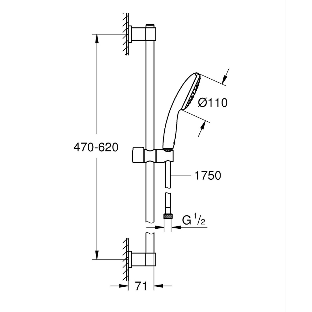 Mitigeur baignoire GROHE Grohtherm et douchette + barre de douche + porte savon GROHE Tempesta