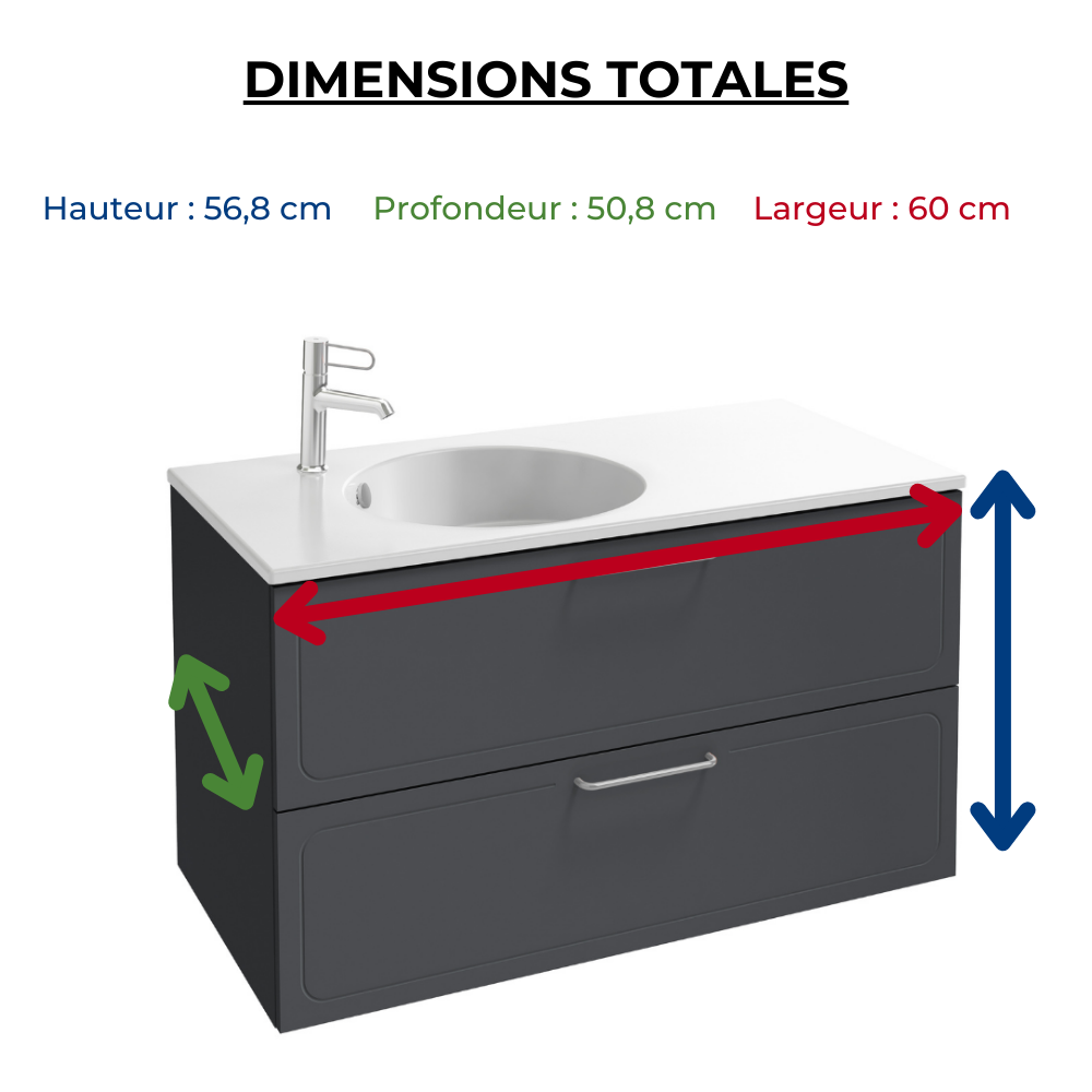 Meuble simple vasque 60 cm JACOB DELAFON Odéon Rive Gauche gris anthracite
