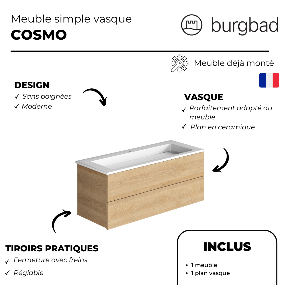 Meuble simple vasque BURGBAD Cosmo