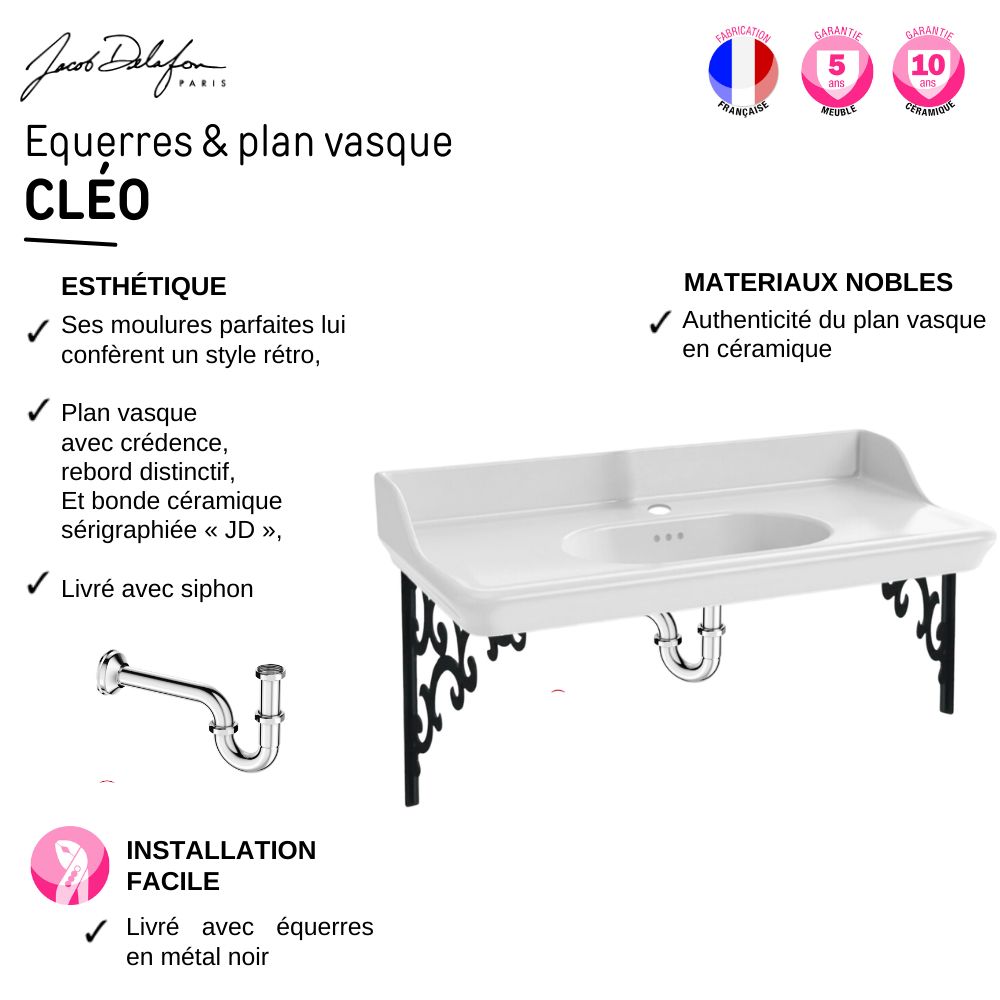 Plan vasque suspendu JACOB DELAFON Cléo 1889