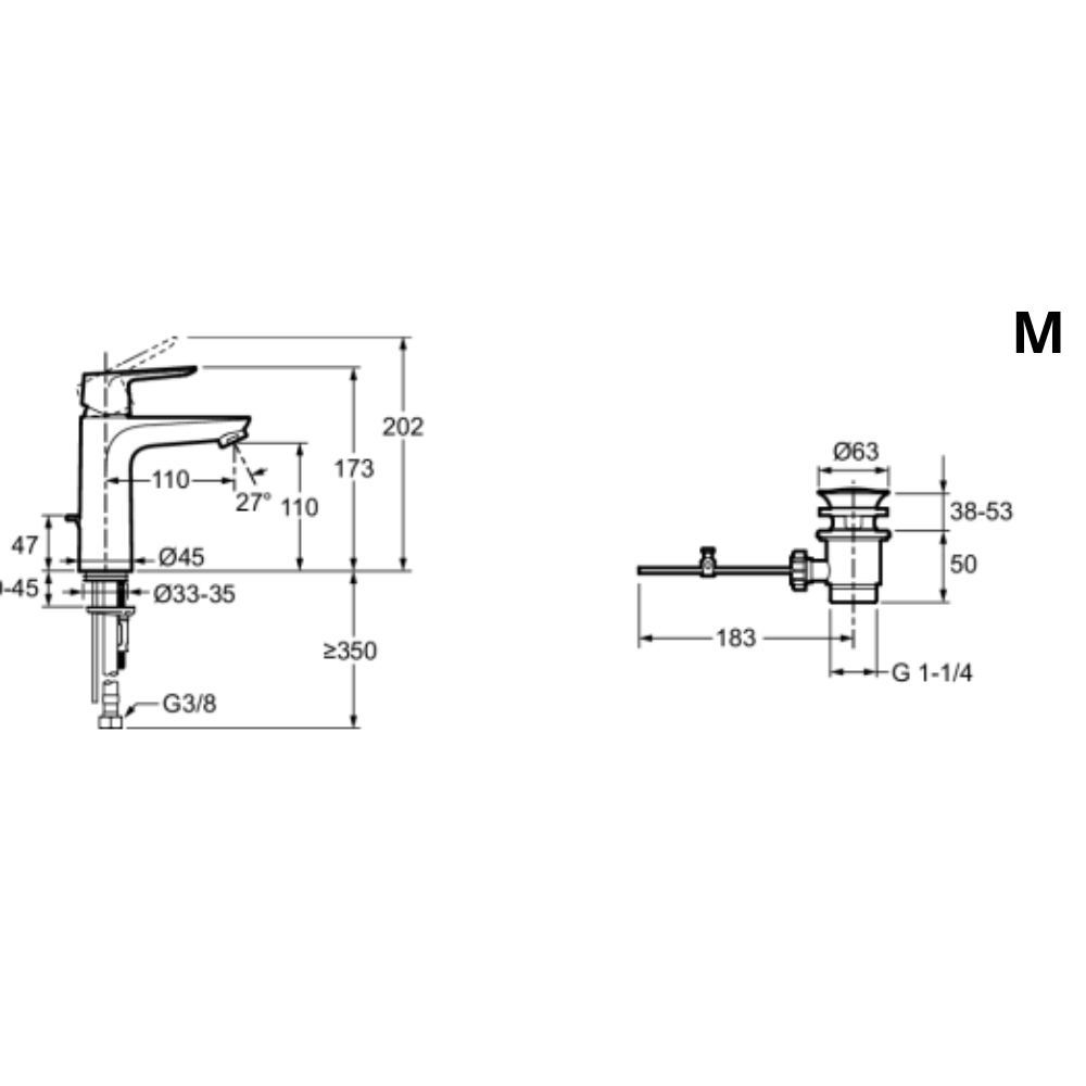 Mitigeur lavabo JACOB DELAFON July+ avec vidage