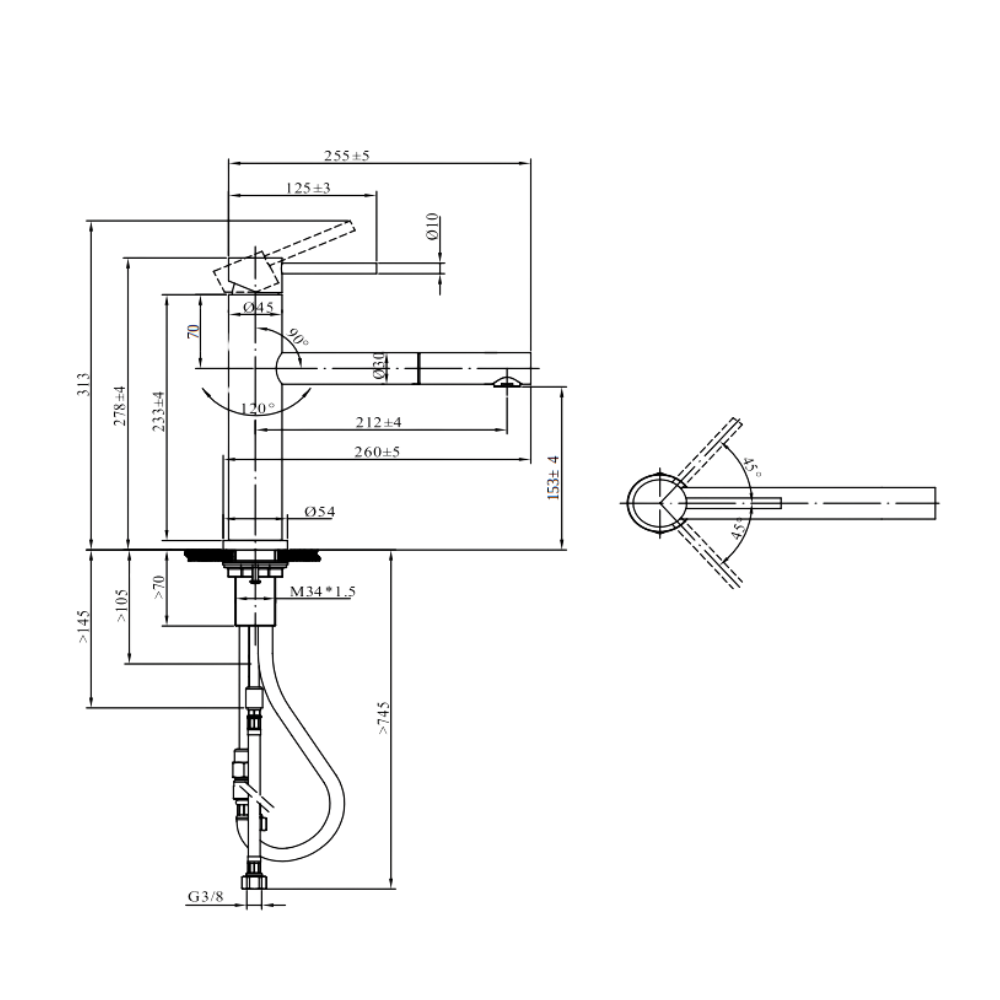 Schema technique Robinet de cuisine VILLEROY & BOCH Como Sky