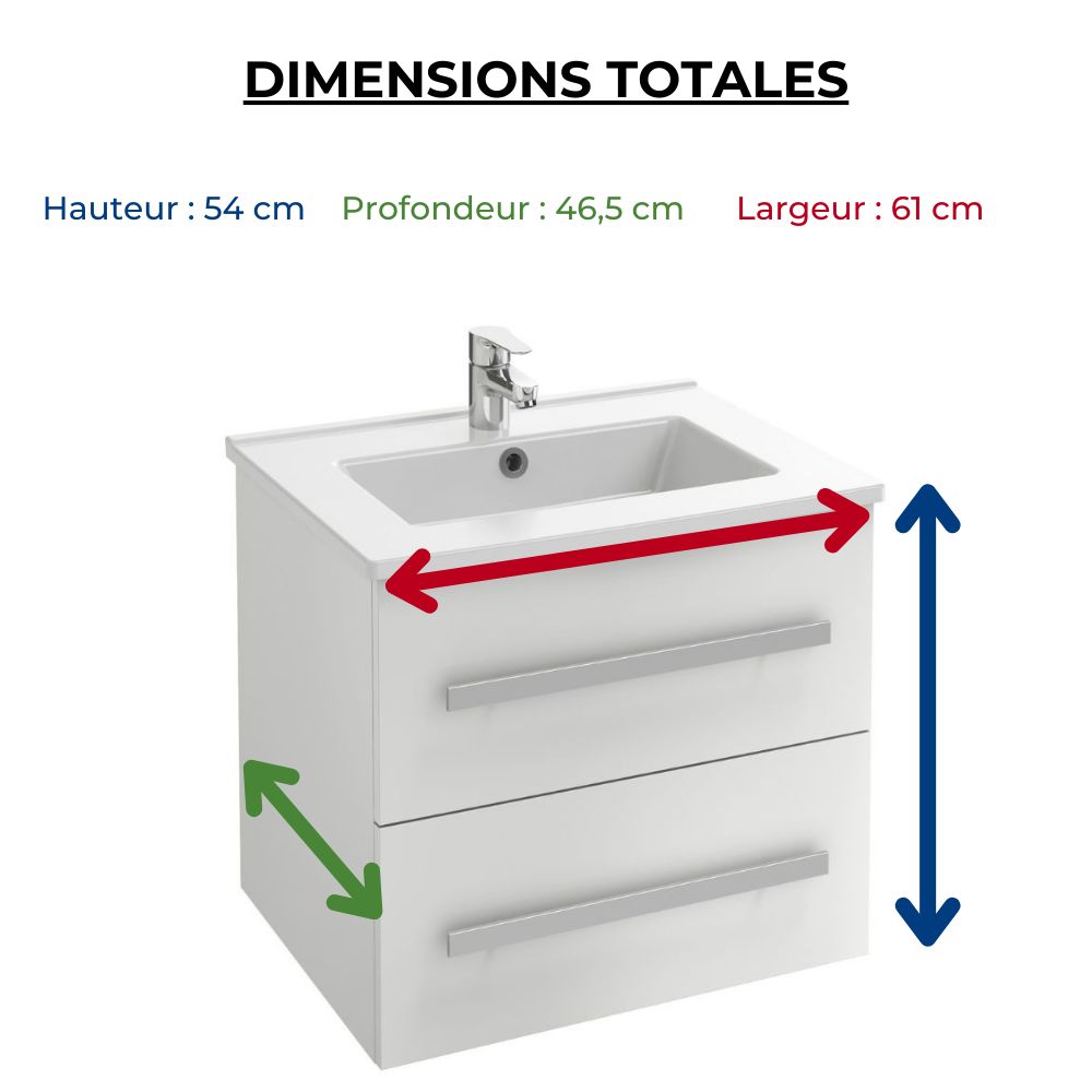 Pack meuble vasque JACOB DELAFON Ola Up + colonne + miroir + spot