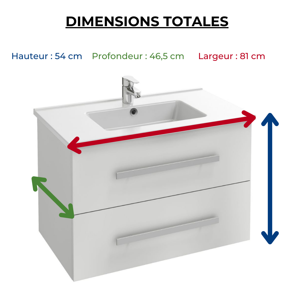 Pack meuble vasque JACOB DELAFON Ola Up + colonne + miroir + spot