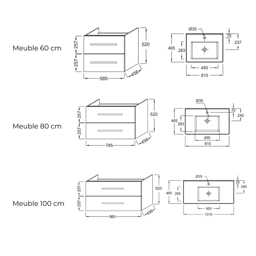 Pack meuble vasque JACOB DELAFON Ola Up + colonne + miroir + spot