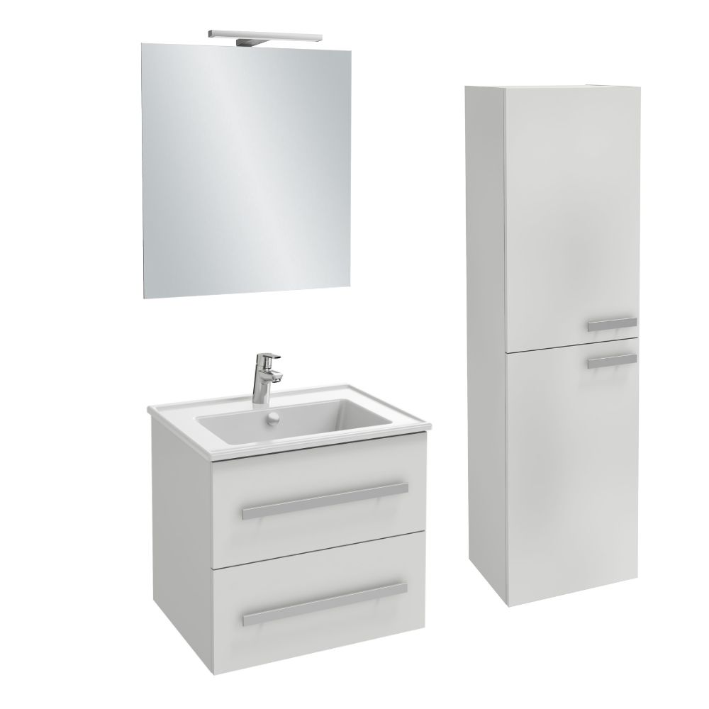 Pack meuble vasque JACOB DELAFON Ola Up + colonne + miroir + spot