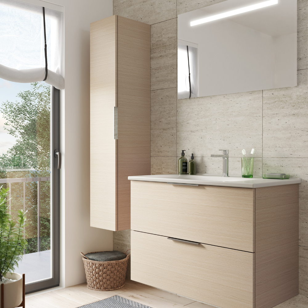 Pack meuble vasque BURGBAD Olena + miroir + colonne