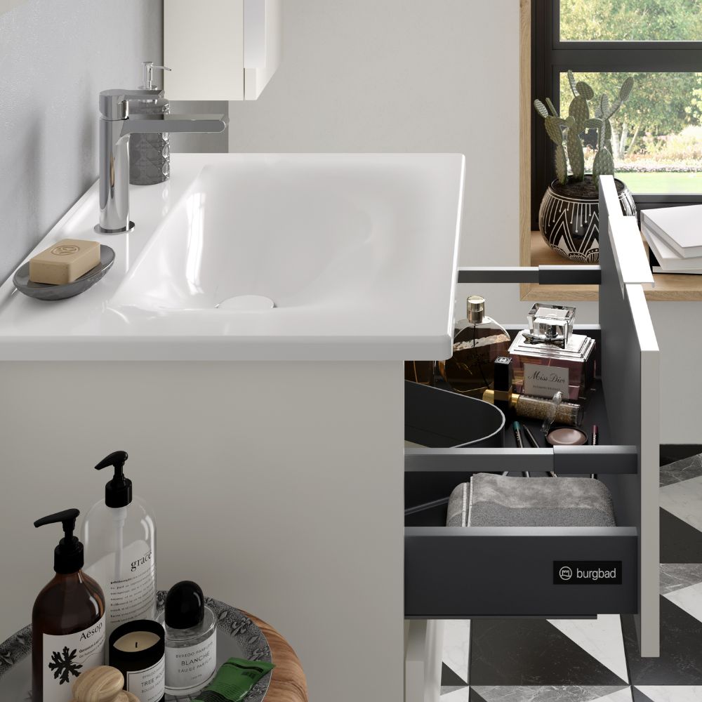 Pack meuble vasque BURGBAD Olena + miroir + colonne