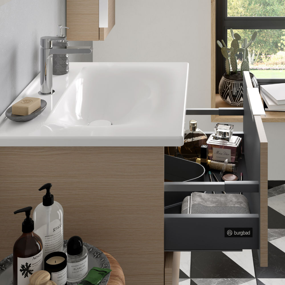 Pack meuble vasque BURGBAD Olena + miroir + colonne