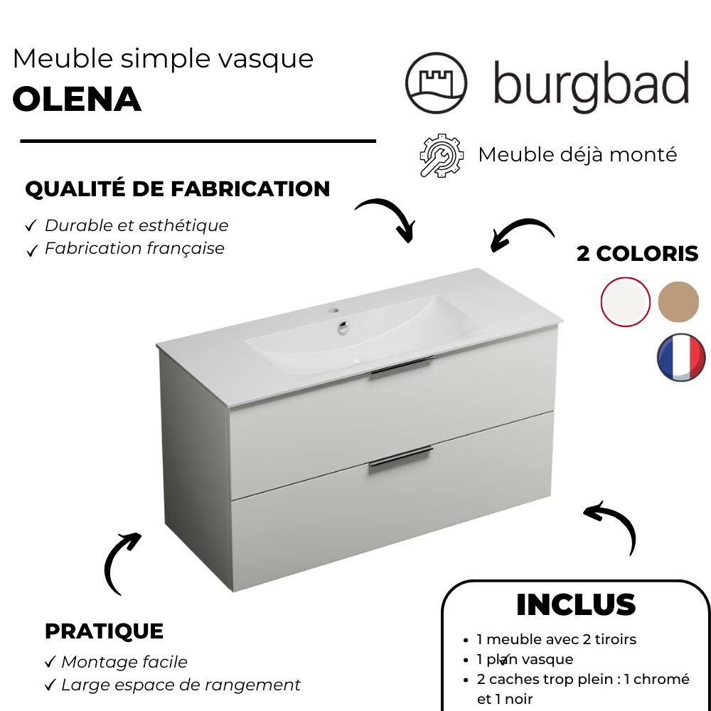 Pack meuble vasque BURGBAD Olena + miroir + colonne
