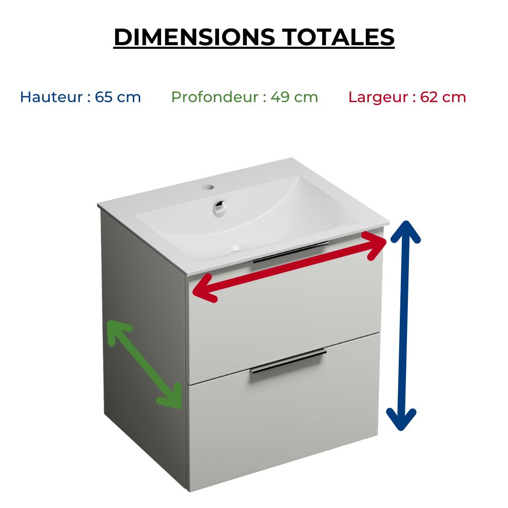 Pack meuble vasque BURGBAD Olena + miroir + colonne