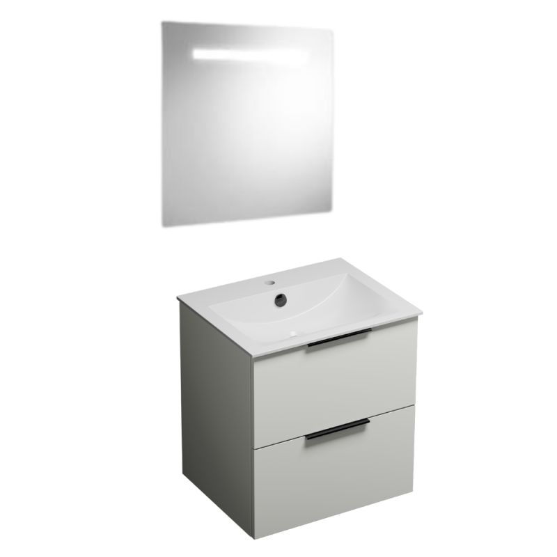 Pack meuble vasque BURGBAD Olena + miroir + colonne