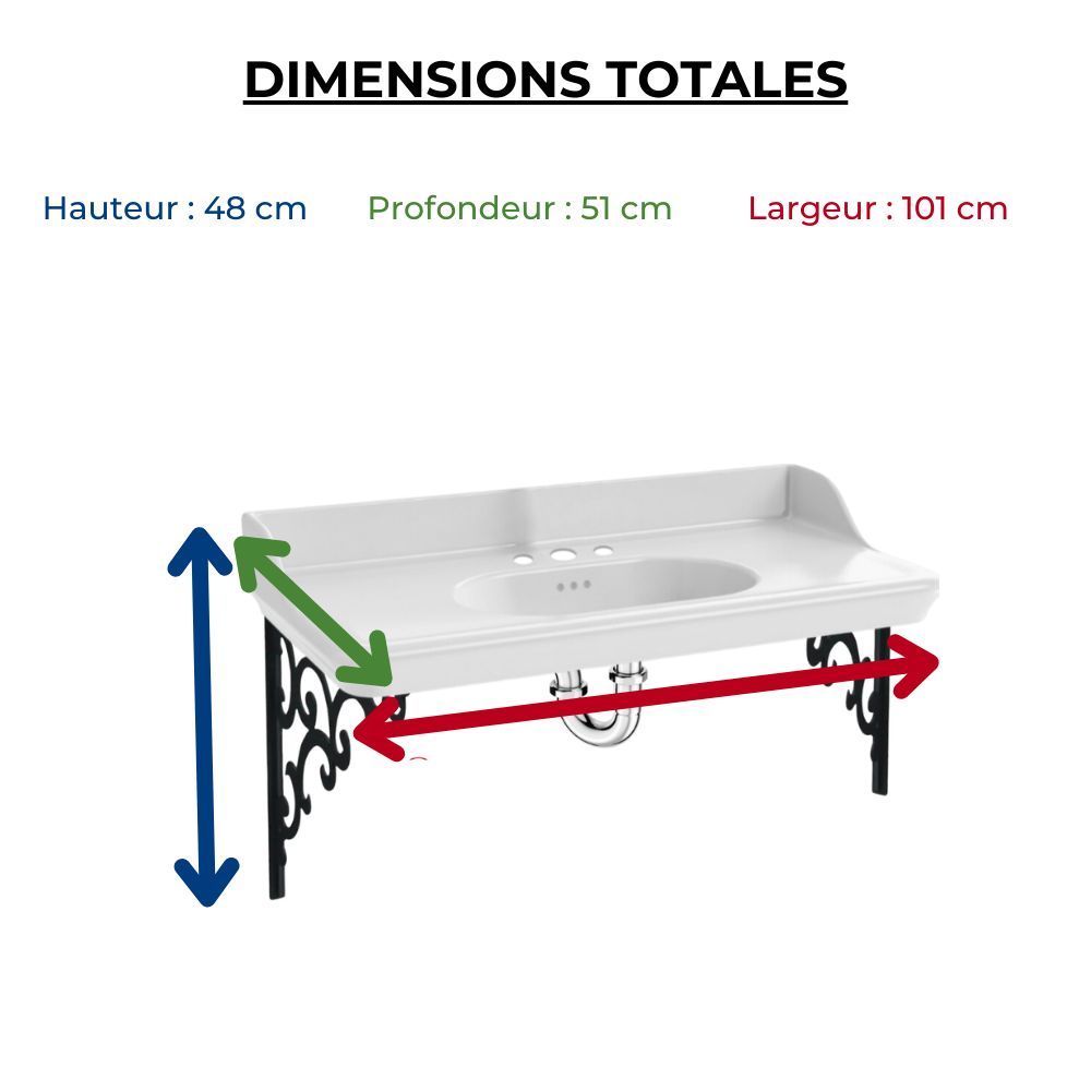 Pack plan vasque suspendu 3 trous JACOB DELAFON Cléo 1889