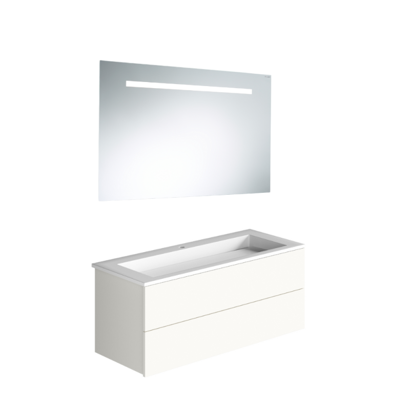 Meuble simple vasque BURGBAD Cosmo + miroir + colonne | Batinea