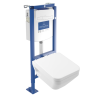 Pack WC suspendu sans bride Villeroy & Boch Architectura Twistflush [e³] rectangle + bati autoportant + plaque blanche